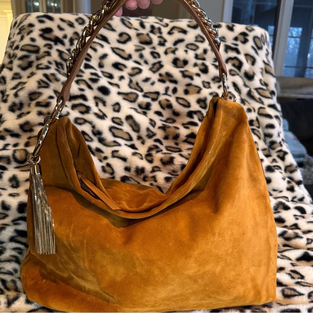 Jimmy Choo Suede Callie Hobo in Tan